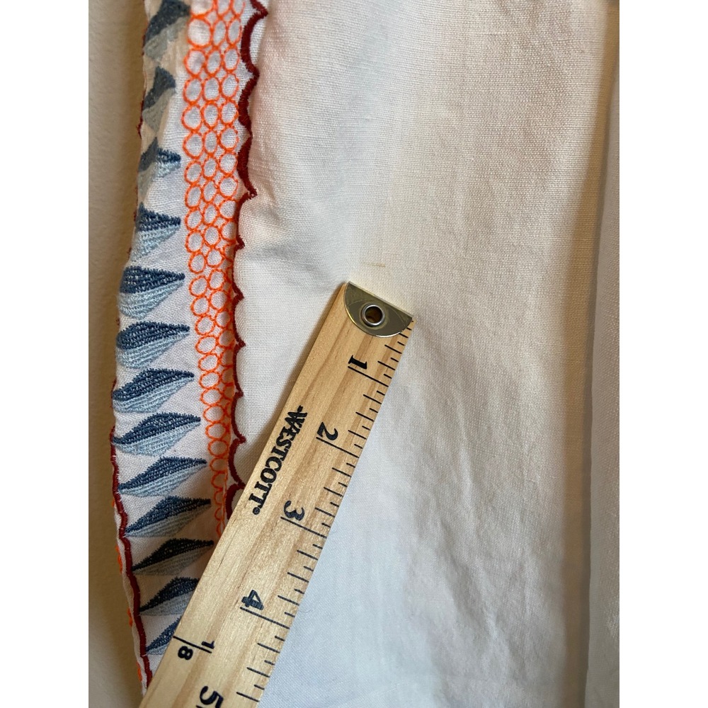 Anthropologie‎ Embroidered Cropped Pants Cream Boho Festival Size 12 - Picture 11 of 11